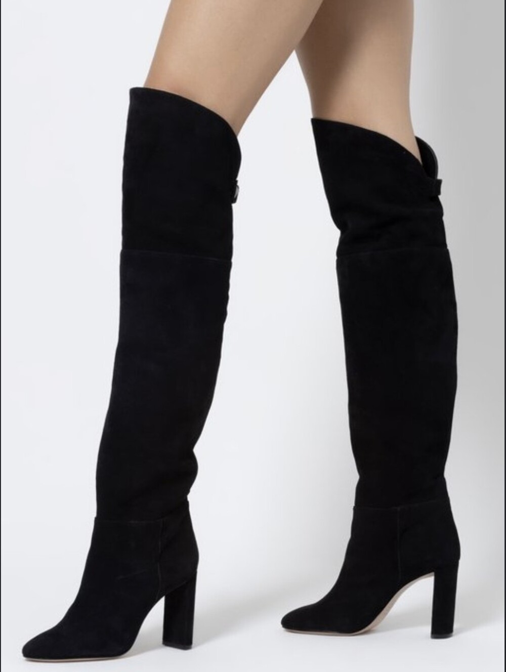 Schutz Austine Black Suede Over the Knee Boots 9 Block Heel Round Toe
